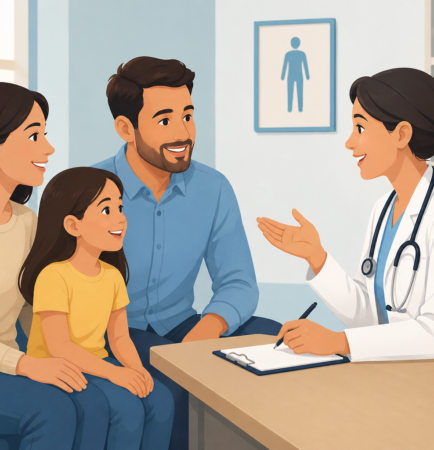 Friendly family consultation in clinic